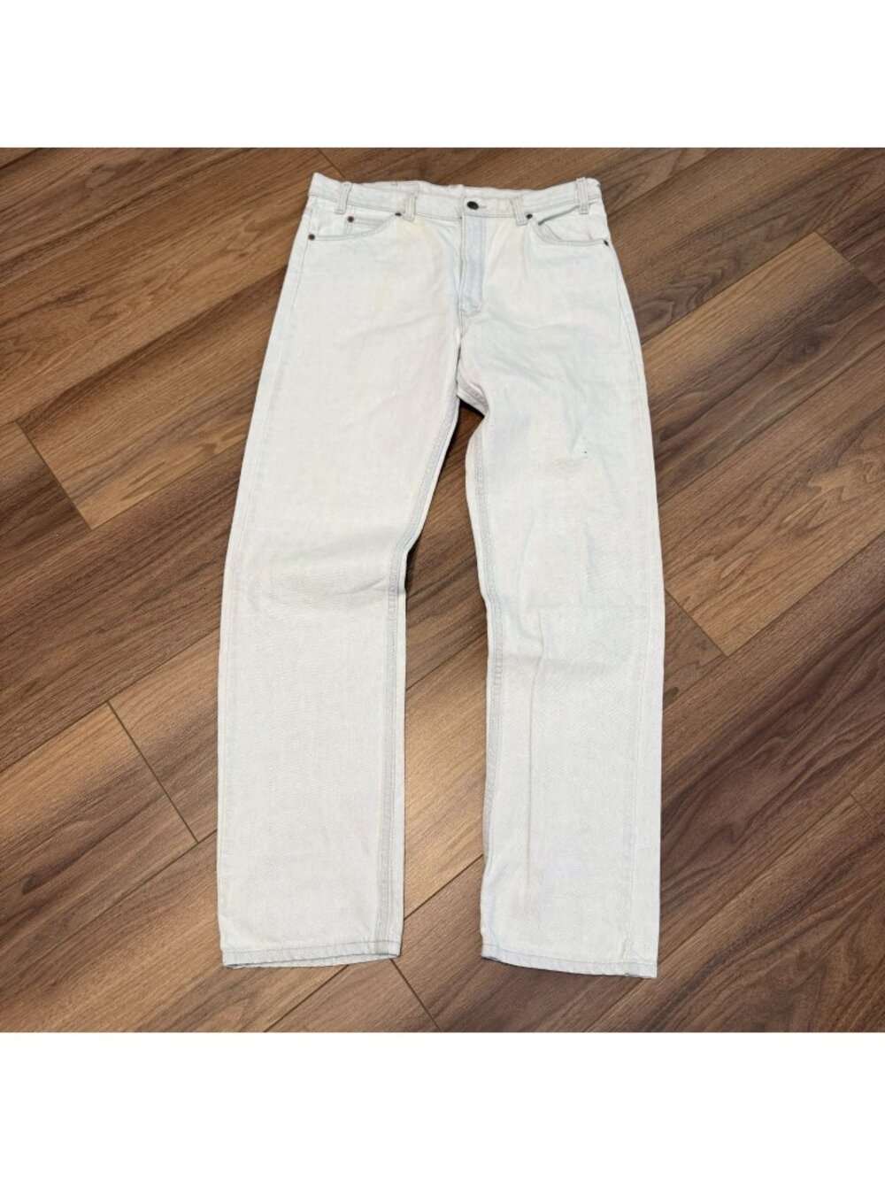 Vintage Levi's 505 Orange Tab USA Made Jeans Mens 36x34 Light Blue White Wash